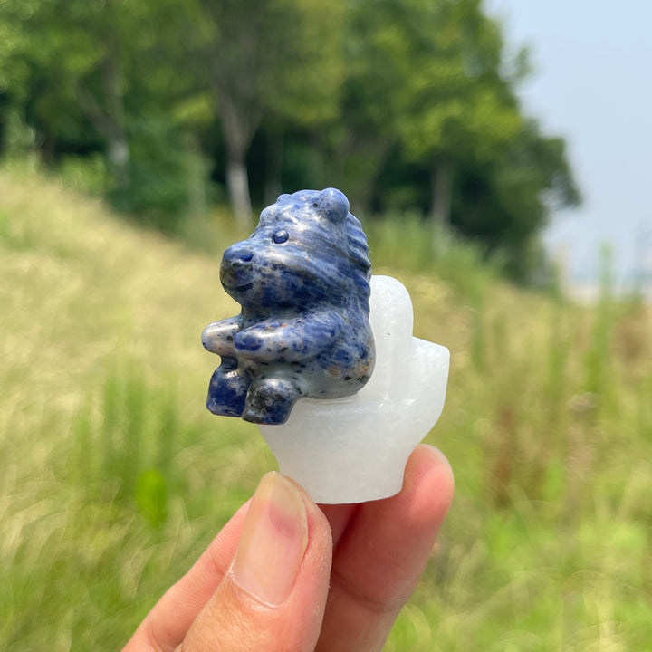 Natural Crystal Horse On Toilet Carving