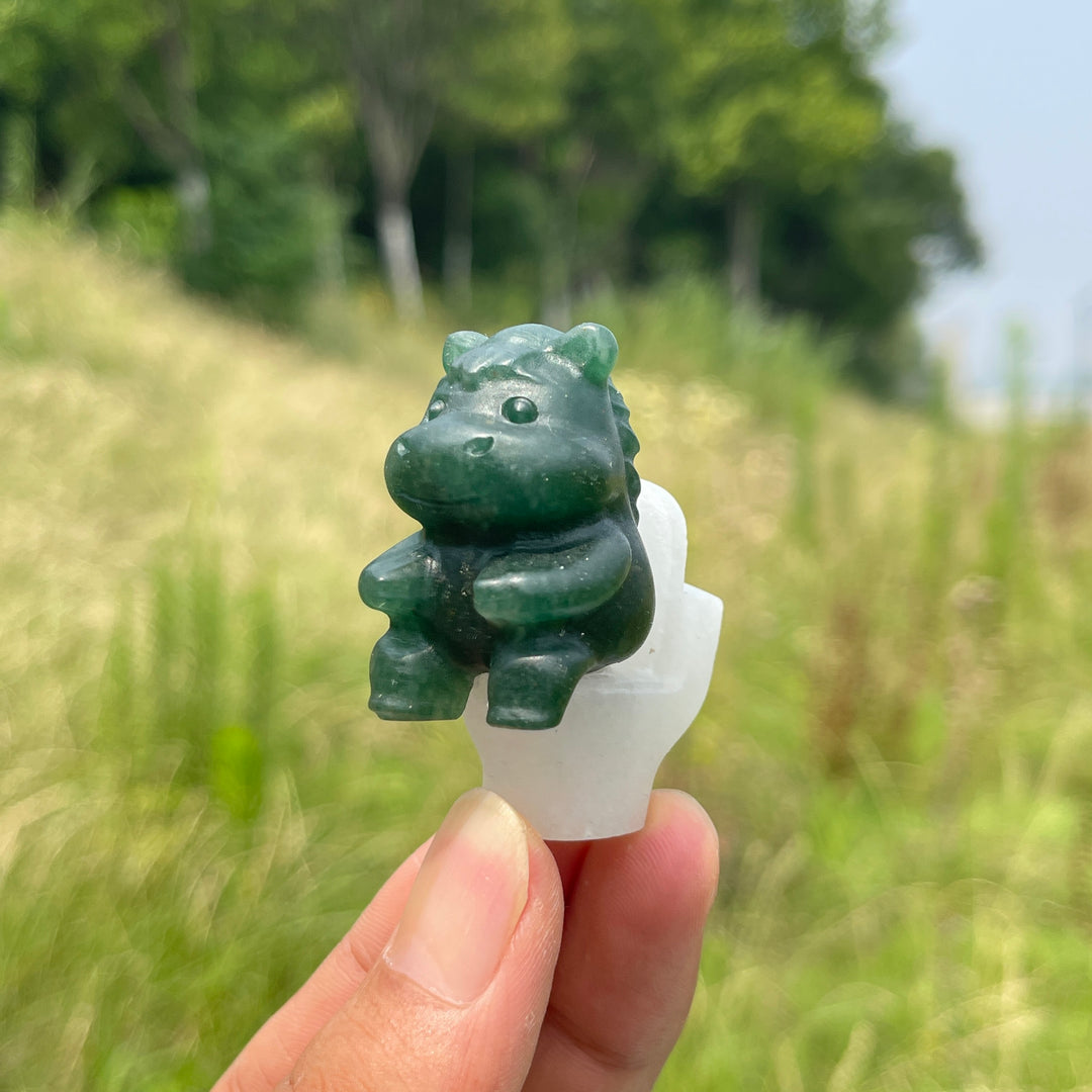 Natural Crystal Horse On Toilet Carving