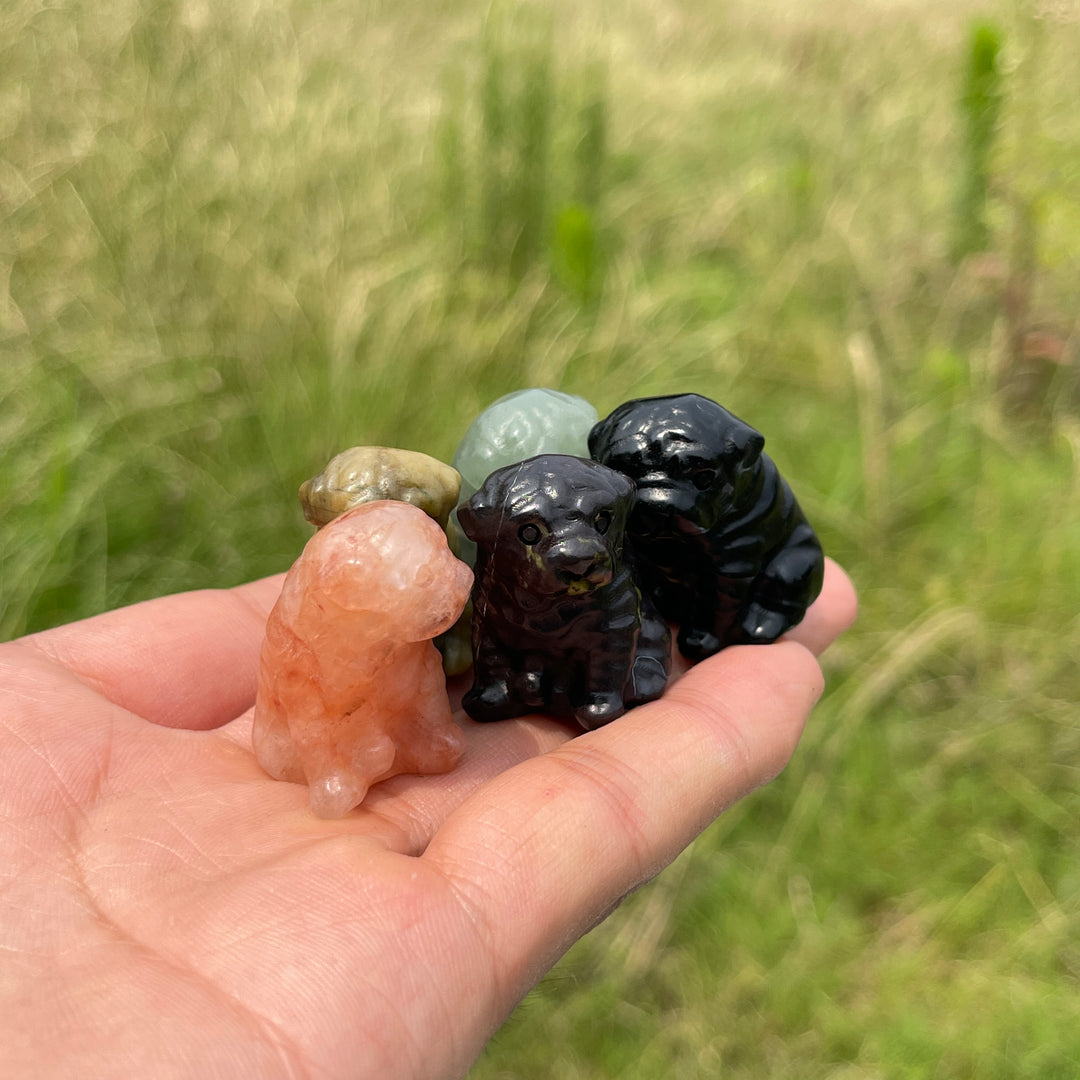 Natural Crystal Cute Mini Dog Carving