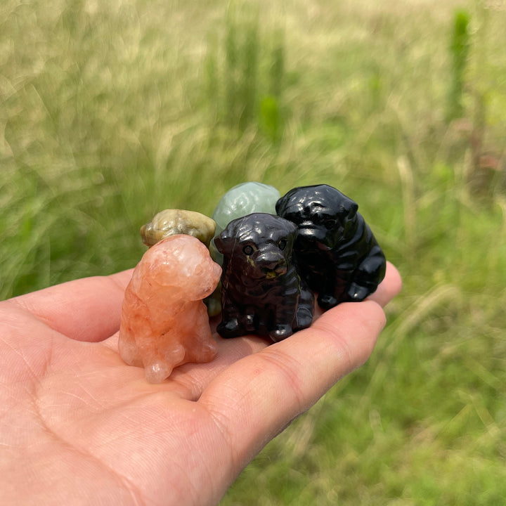 Natural Crystal Cute Mini Dog Carving
