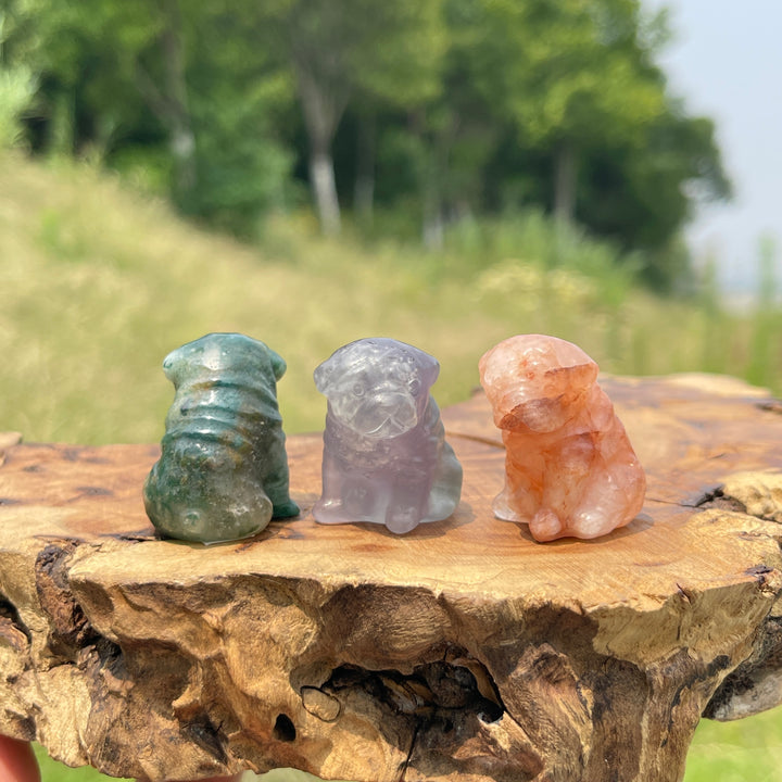 Natural Crystal Cute Mini Dog Carving