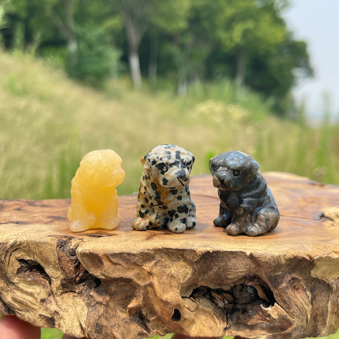 Natural Crystal Cute Mini Dog Carving