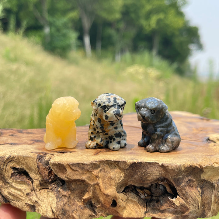 Natural Crystal Cute Mini Dog Carving