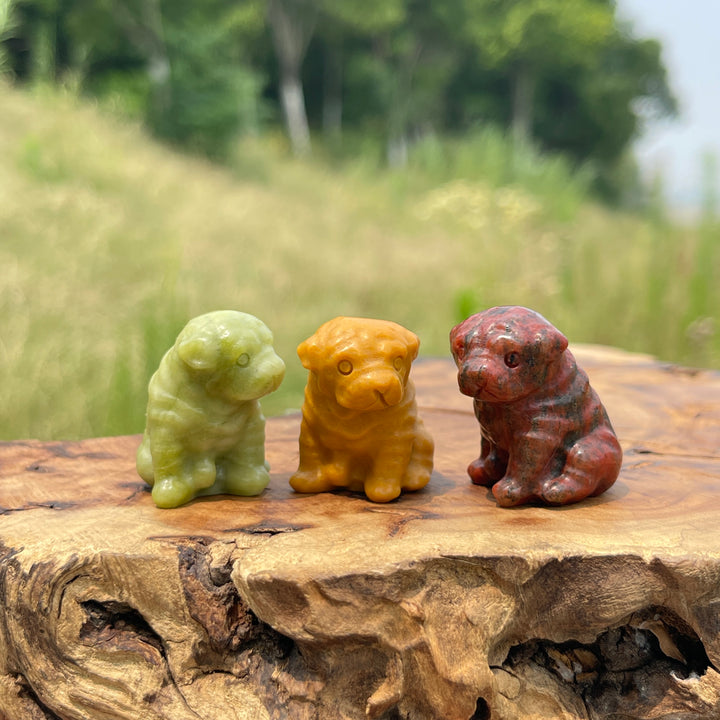 Natural Crystal Cute Mini Dog Carving