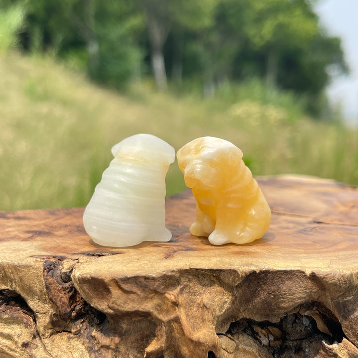 Natural Crystal Cute Mini Dog Carving