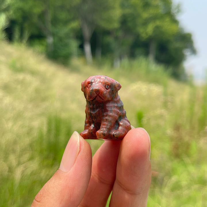 Natural Crystal Cute Mini Dog Carving