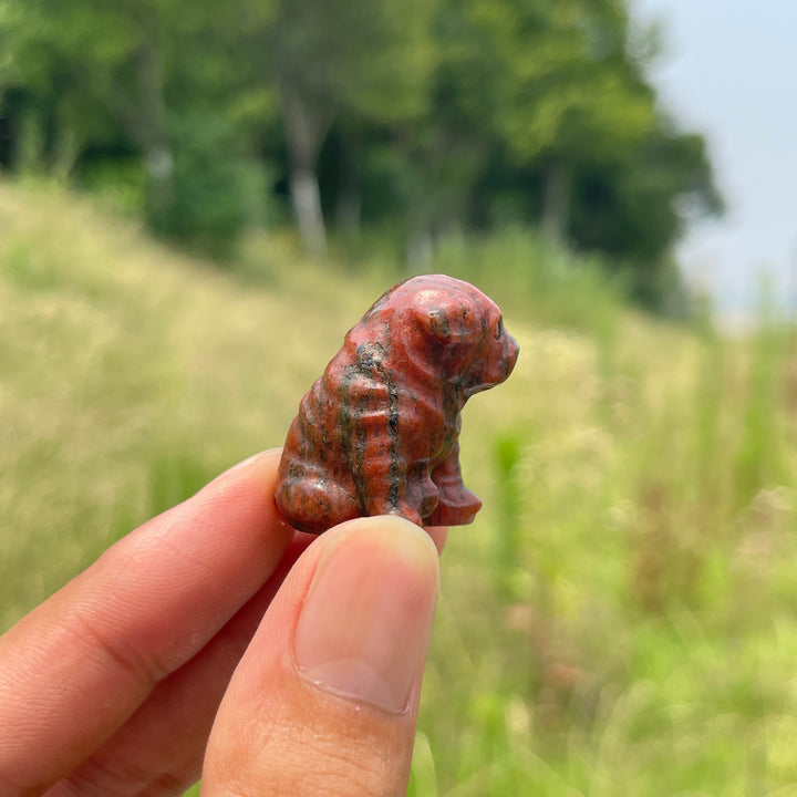 Natural Crystal Cute Mini Dog Carving