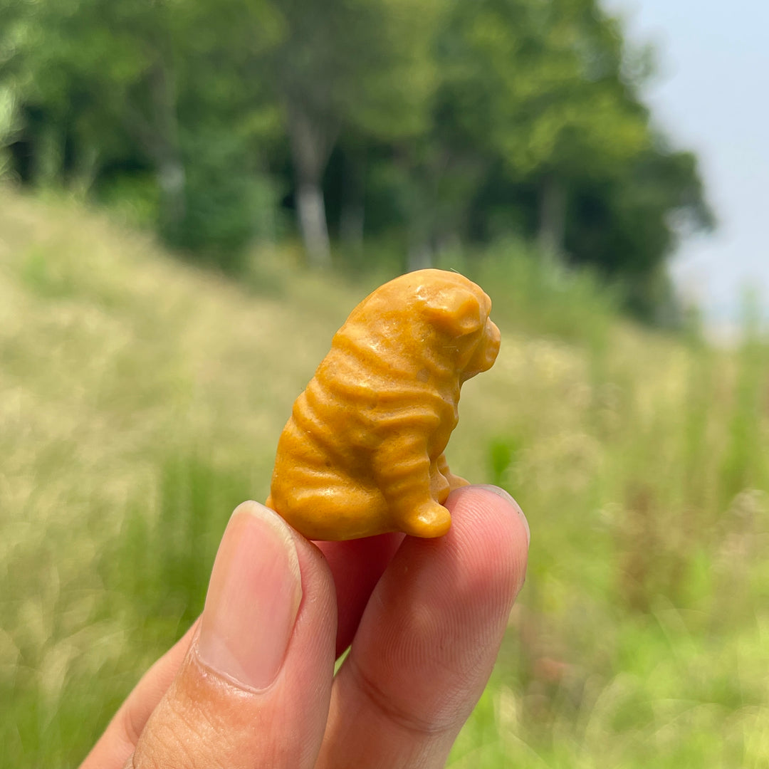 Natural Crystal Cute Mini Dog Carving