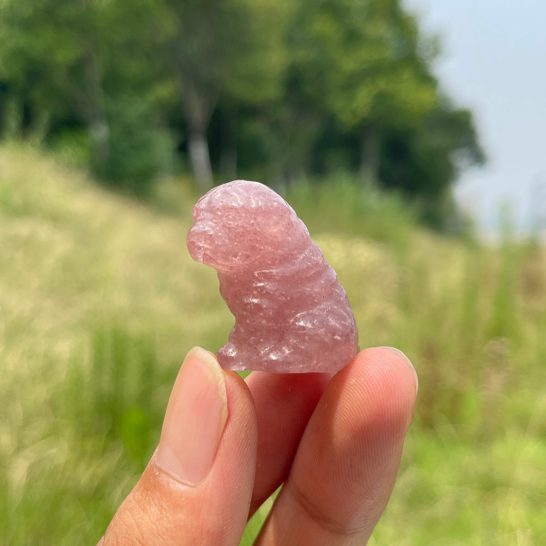 Natural Crystal Cute Mini Dog Carving