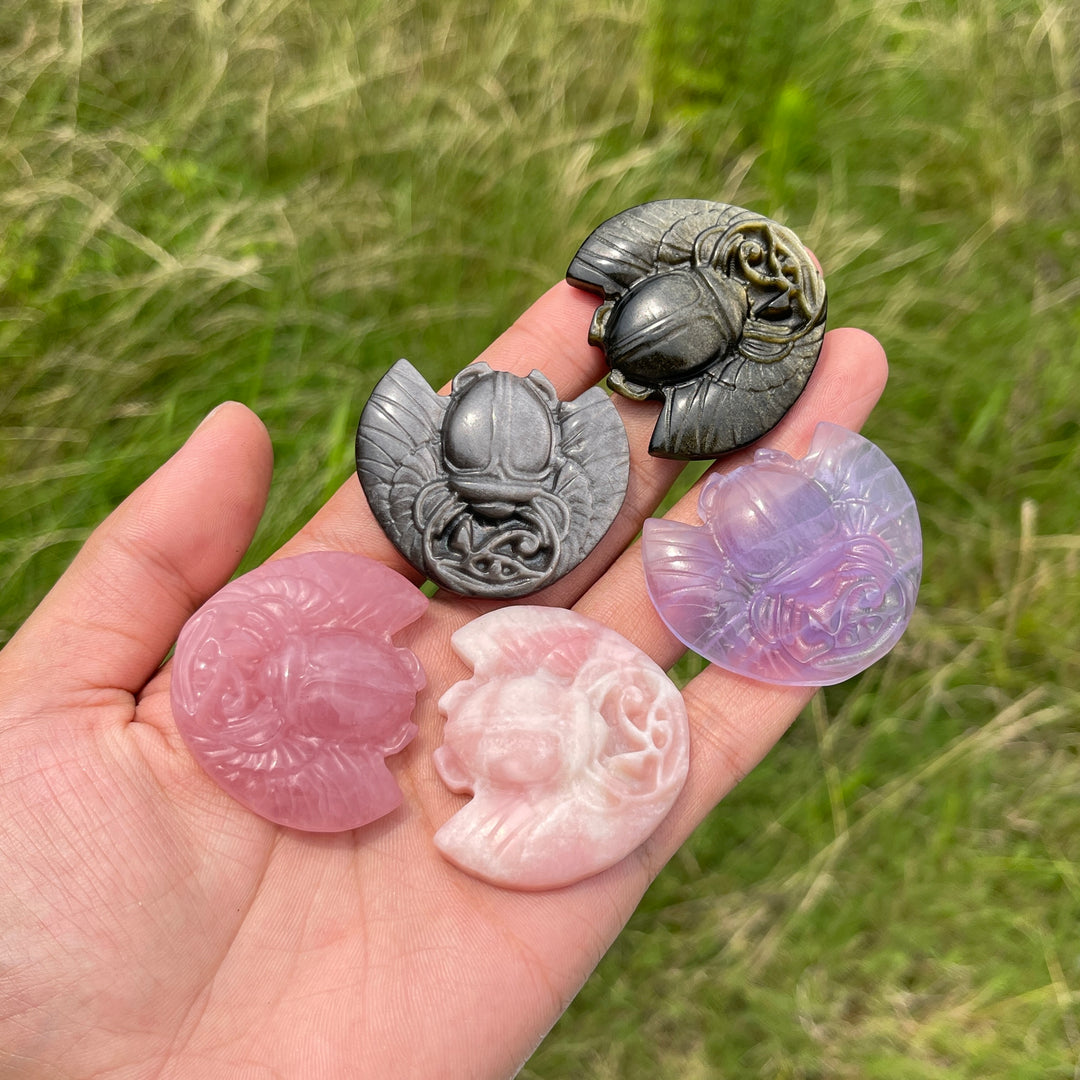 Natural Cute Crystal Scarab Carving