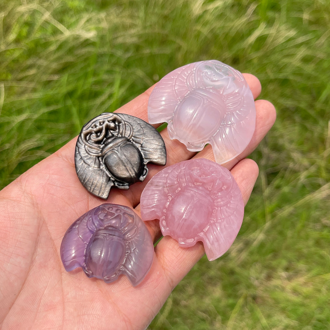 Natural Cute Crystal Scarab Carving