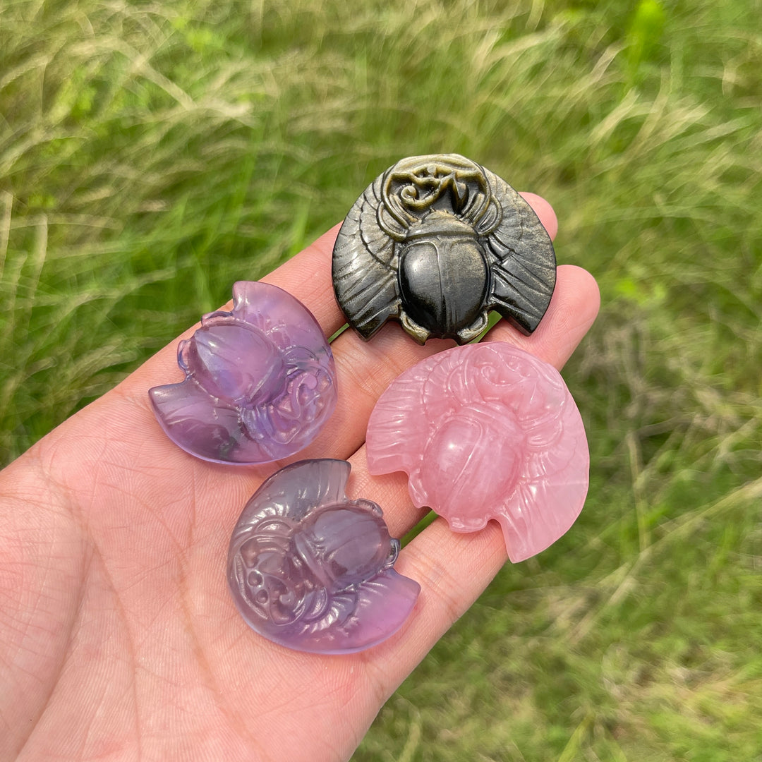 Natural Cute Crystal Scarab Carving
