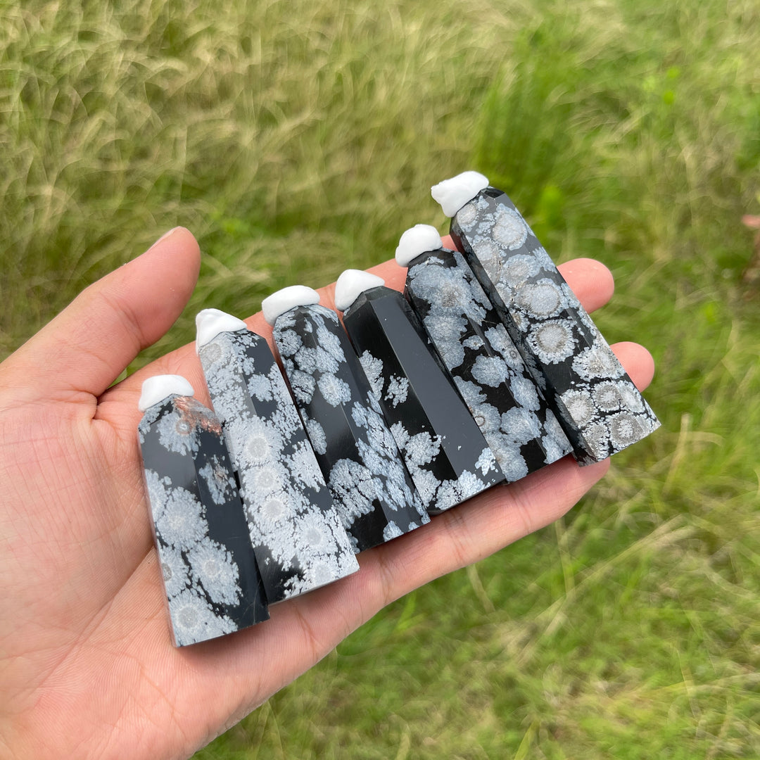 Natural Crystal Snowflake Obsidian Point