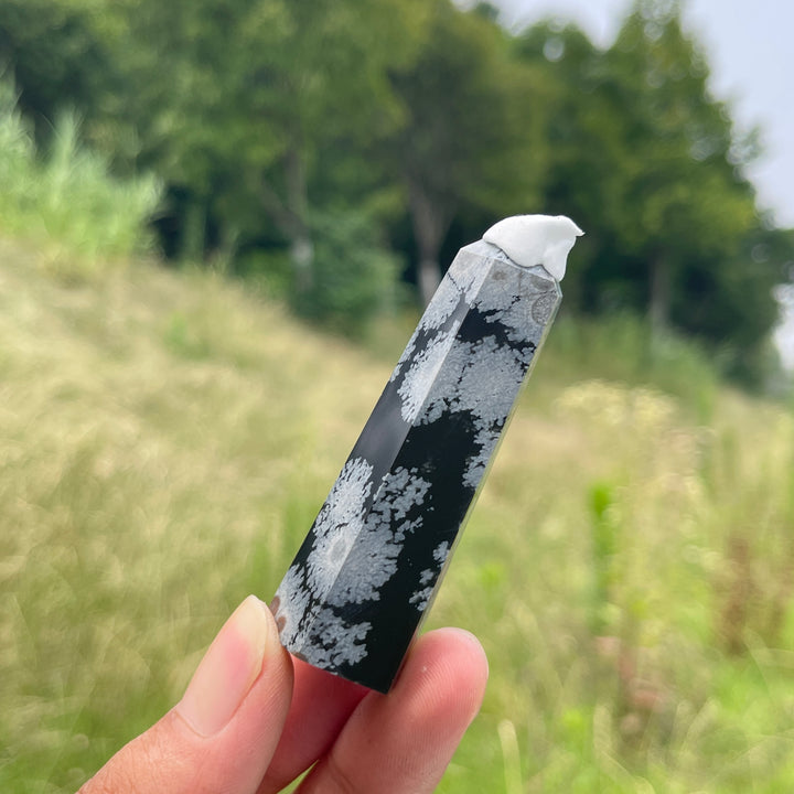Natural Crystal Snowflake Obsidian Point