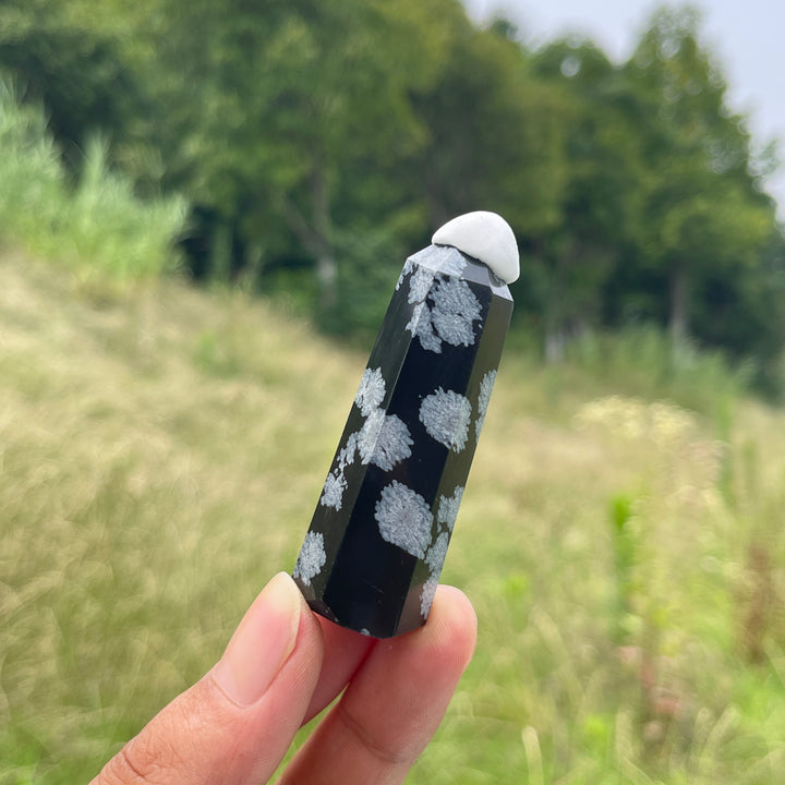 Natural Crystal Snowflake Obsidian Point