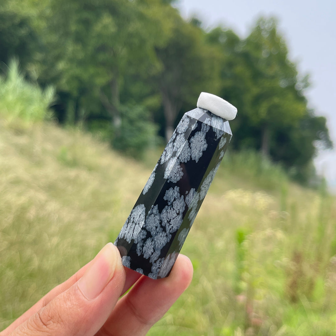 Natural Crystal Snowflake Obsidian Point