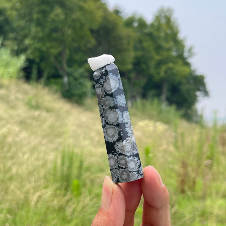 Natural Crystal Snowflake Obsidian Point