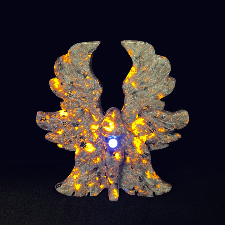 Unique,A Slightly Imperfect Natural Crystal Yooperlite Six-Wing Angel Carving