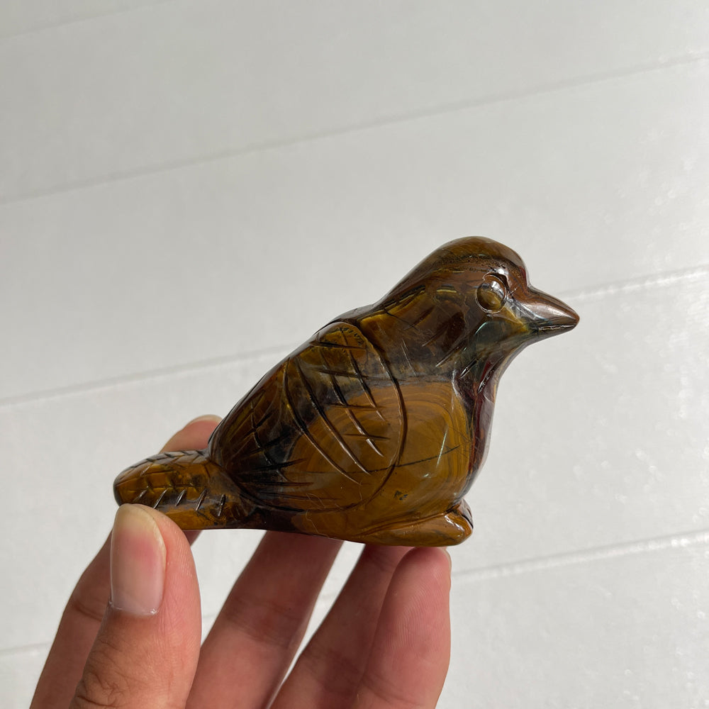 Natural Crystal Tiger Eye Bird Carving