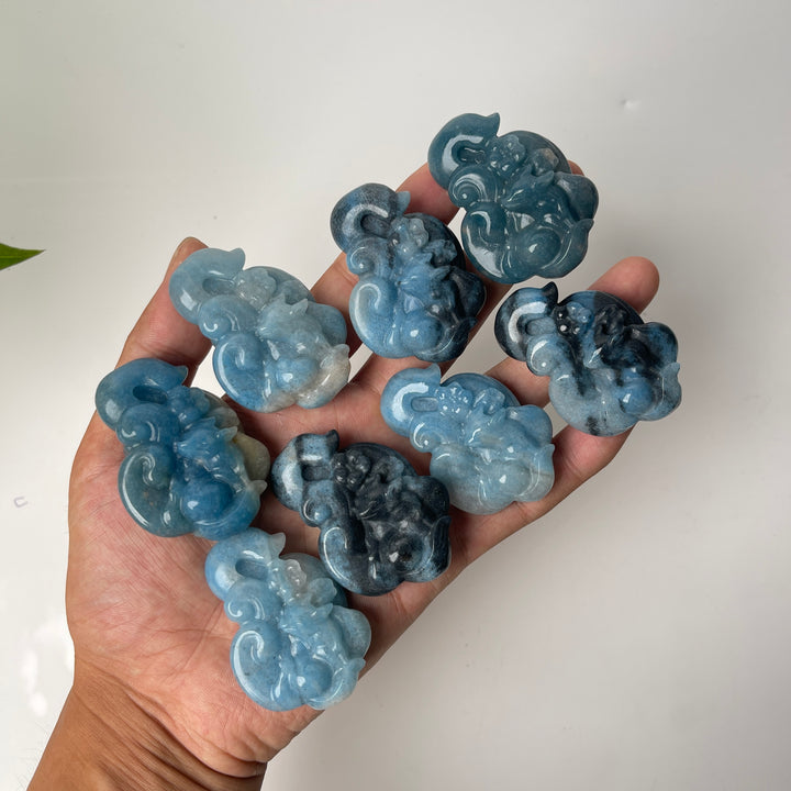 Natural Cute Crystal Trolleite Nine-Tailed Fox Carving