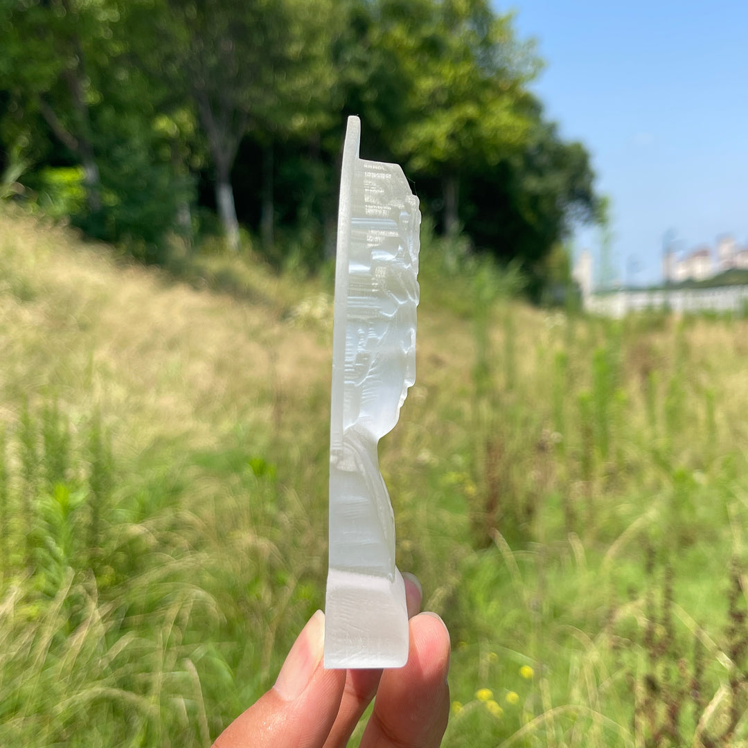 Natural Crystal Selenite Kwan Yin Bust Carving