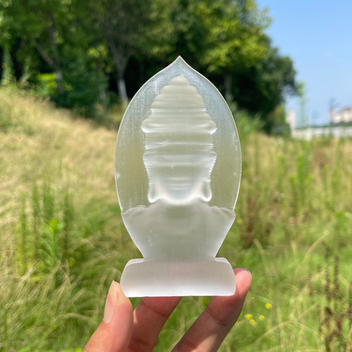 Natural Crystal Selenite Kwan Yin Bust Carving