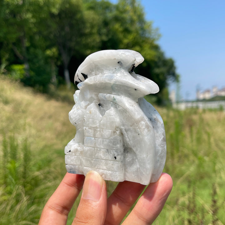 Unique,A Slightly Imperfect Natural Crystal Rainbow Moonstone Flying Dragon Carving