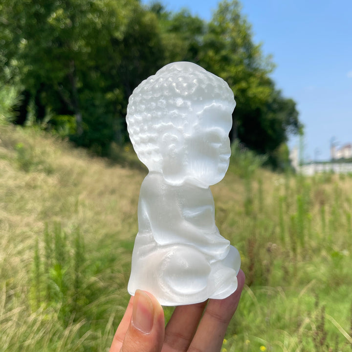 Unique,Natural Crystal Selenite Baby Buddha Carving