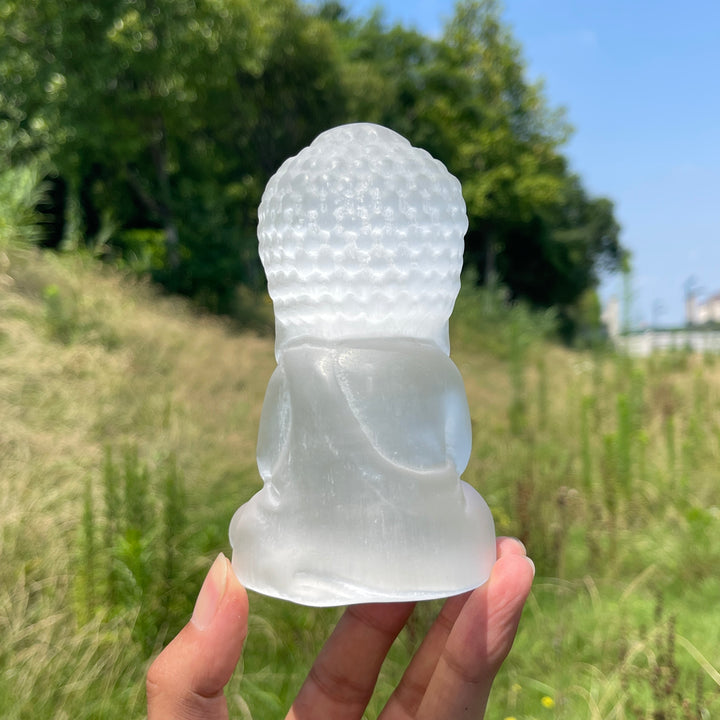 Unique,Natural Crystal Selenite Baby Buddha Carving