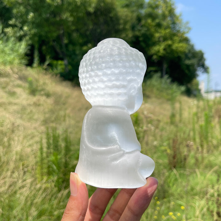 Unique,Natural Crystal Selenite Baby Buddha Carving