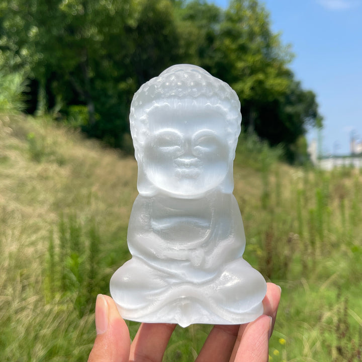 Unique,Natural Crystal Selenite Baby Buddha Carving