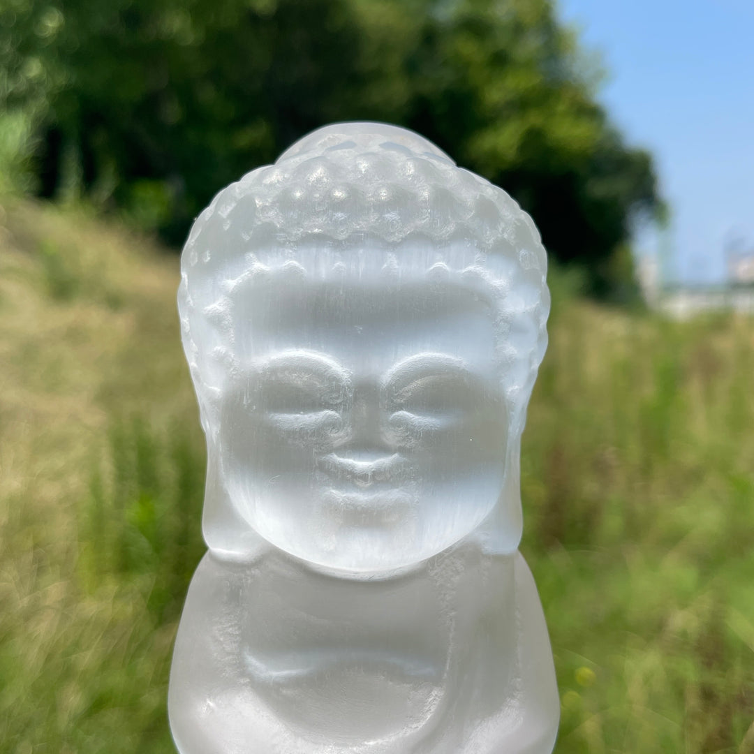 Unique,Natural Crystal Selenite Baby Buddha Carving
