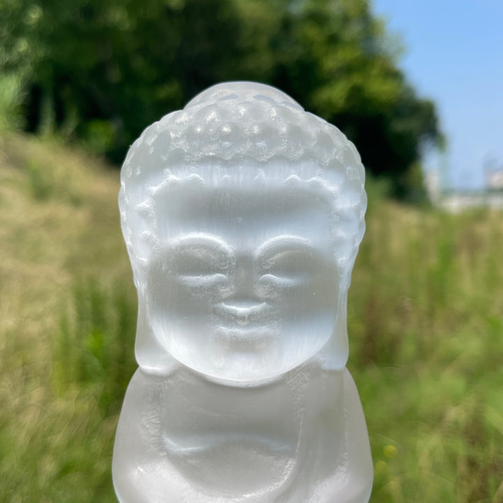 Unique,Natural Crystal Selenite Baby Buddha Carving