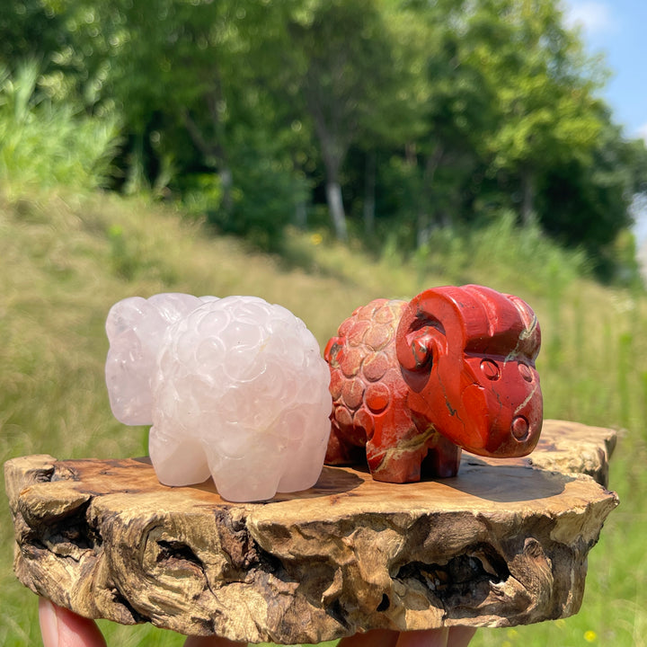 Natural Crystal Lovely Sheep Carving