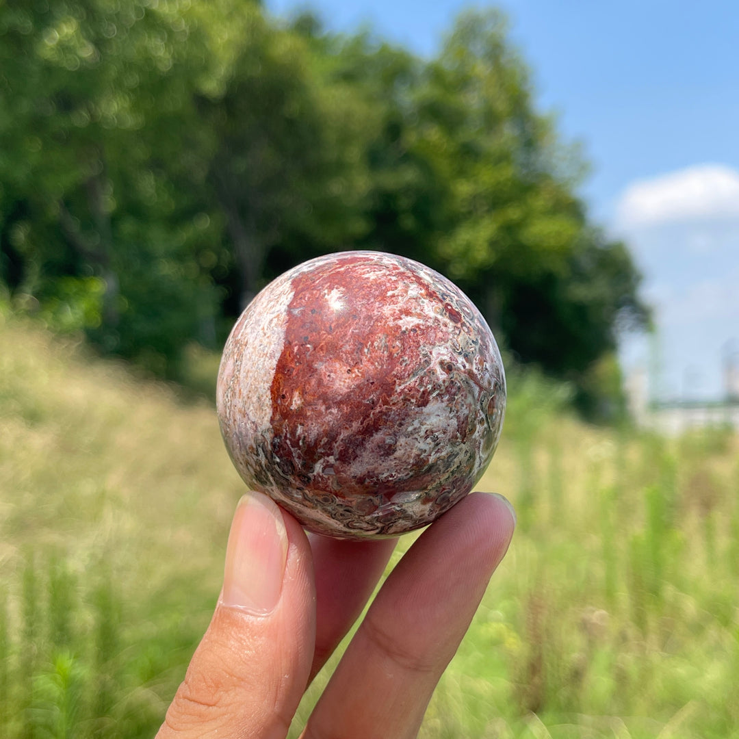 Natural Round Crystal Leopard Skin Jasper Sphere
