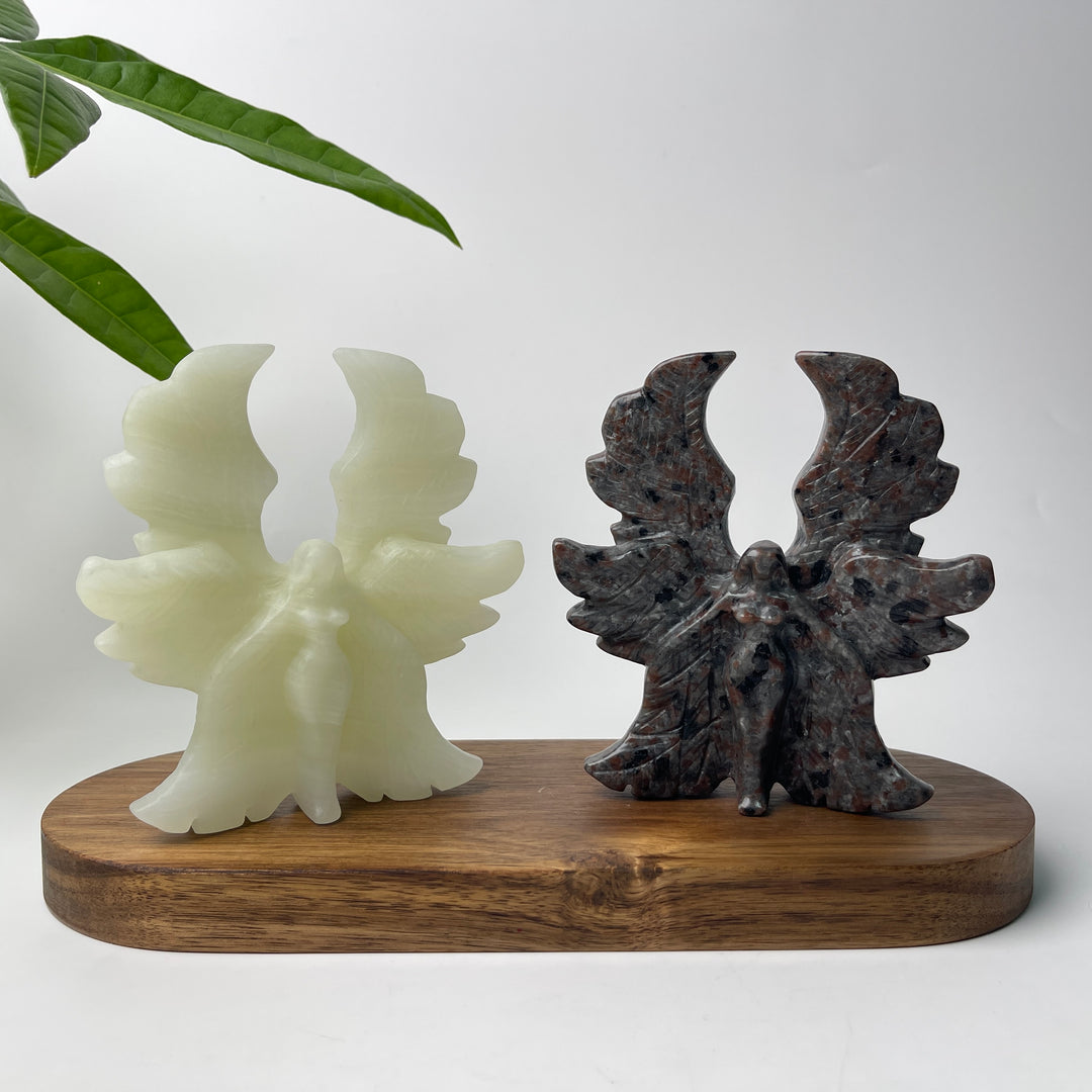 Natural Crystal Serene Six-Winged Angel Carving