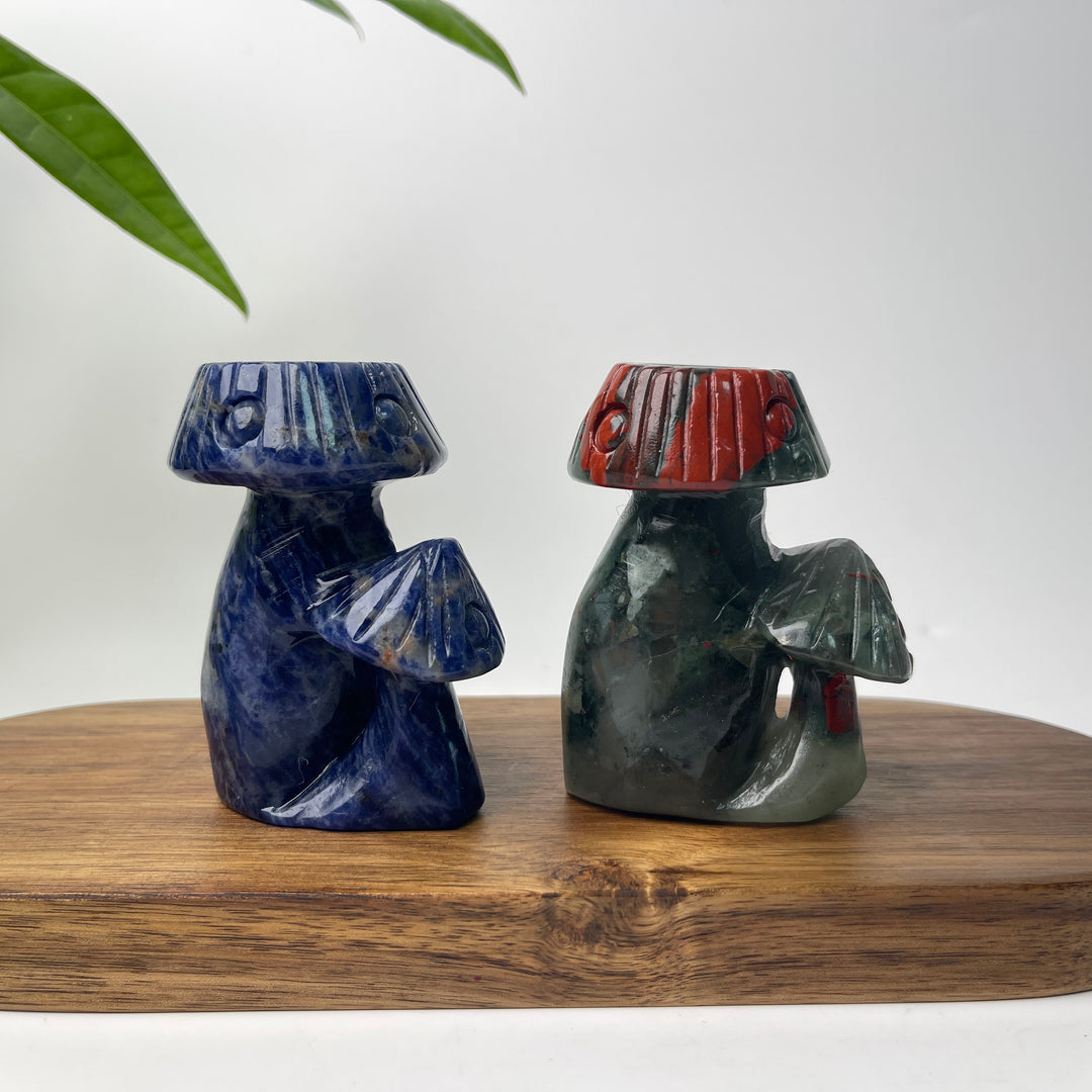 Natural Crystal Mushroom Sphere Holder Carving