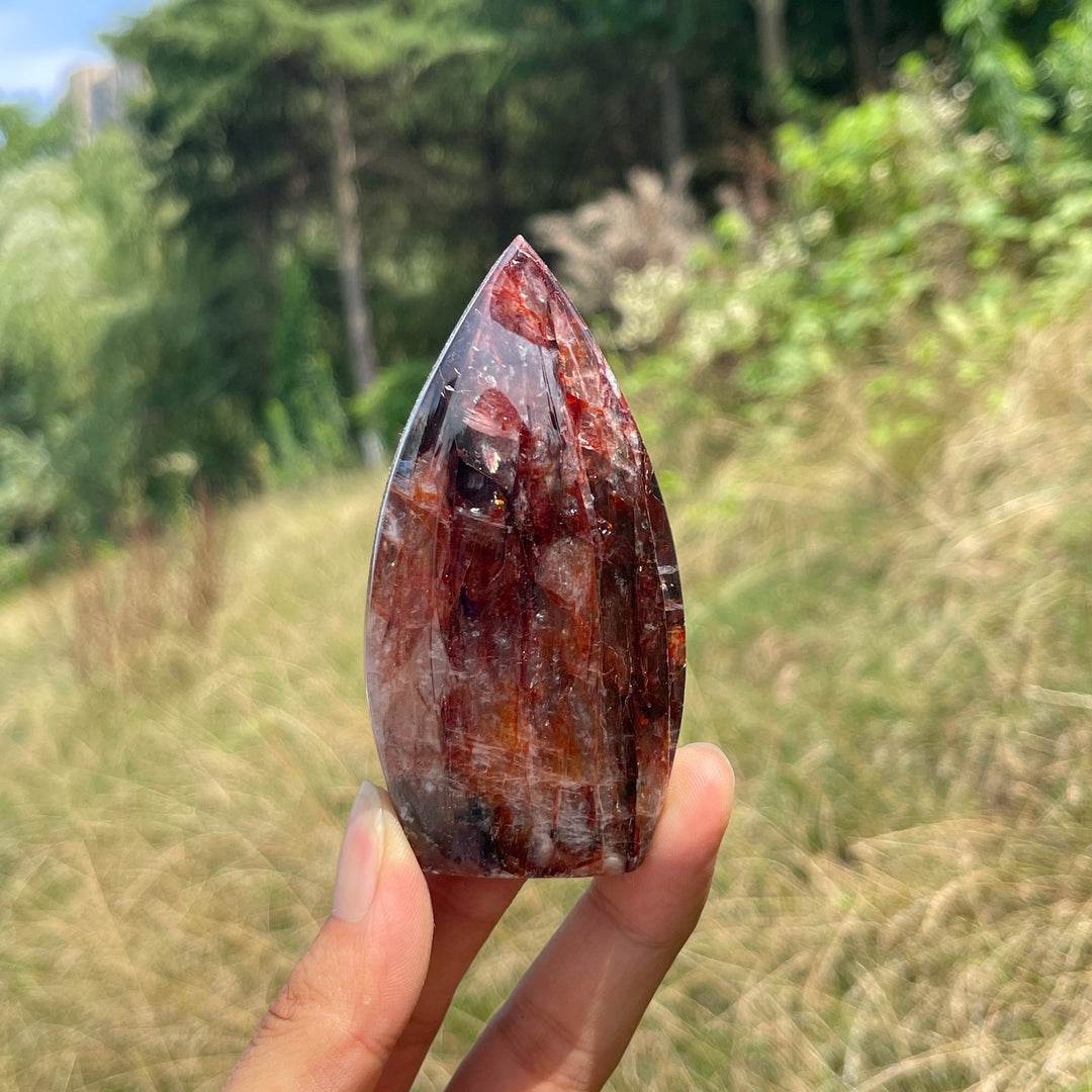 Unique,A Slightly Imperfect Natural Fire Quartz Crystal Teardrop