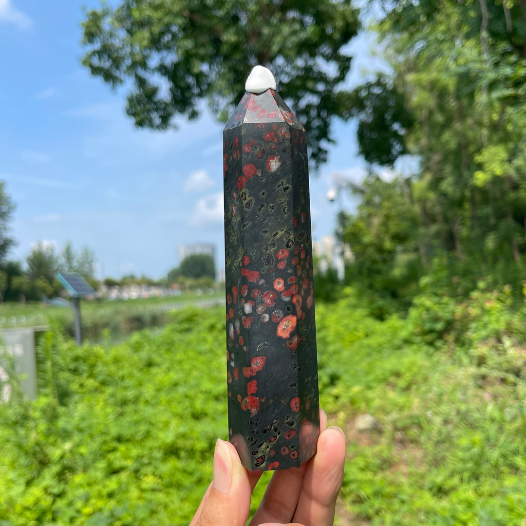 Natural Exquisite Crystal Plum Jasper point