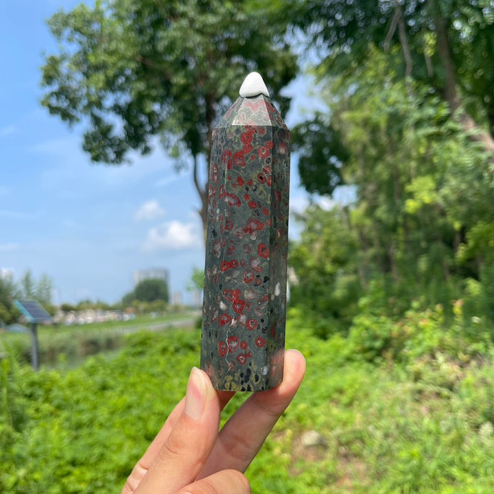 Natural Exquisite Crystal Plum Jasper point