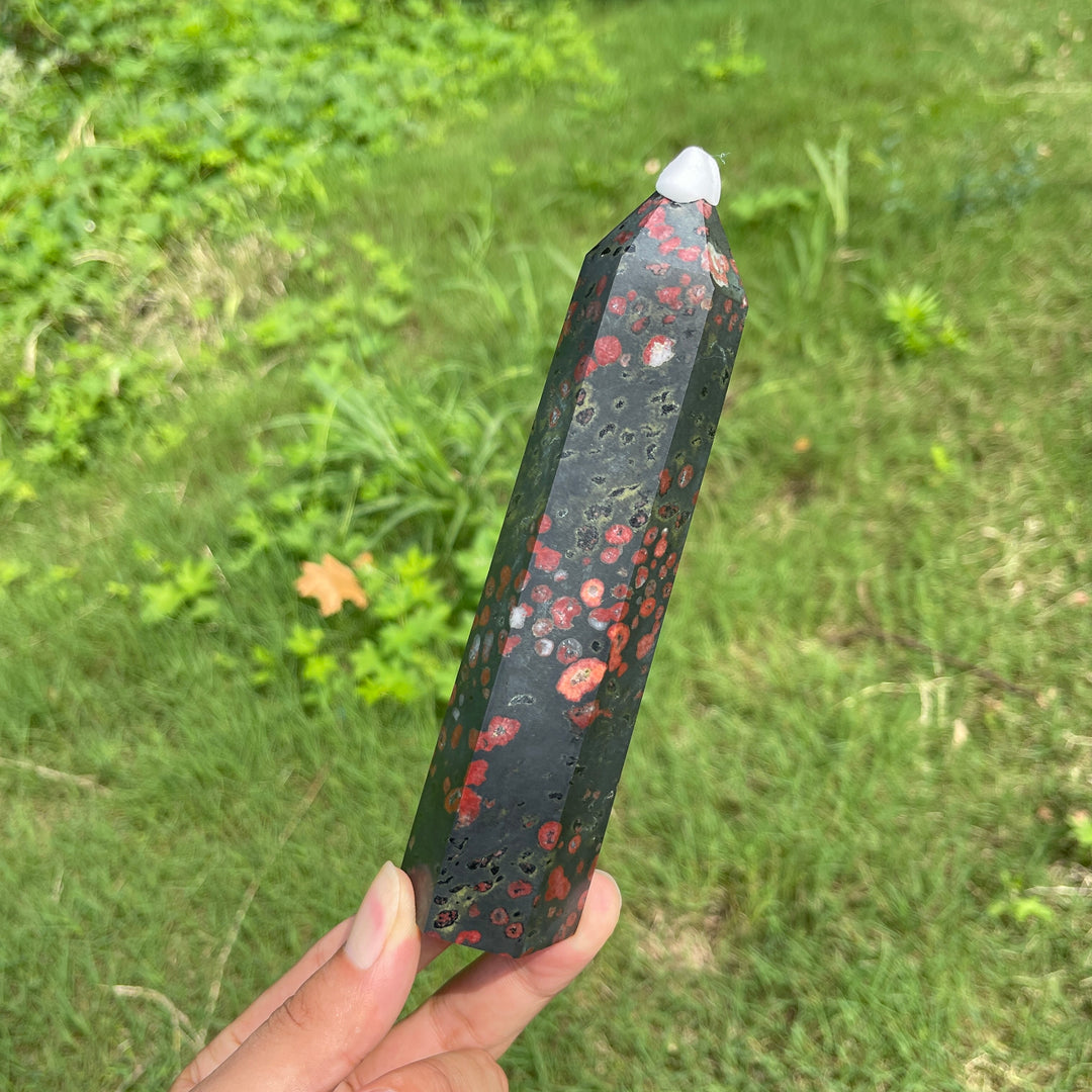 Natural Exquisite Crystal Plum Jasper point