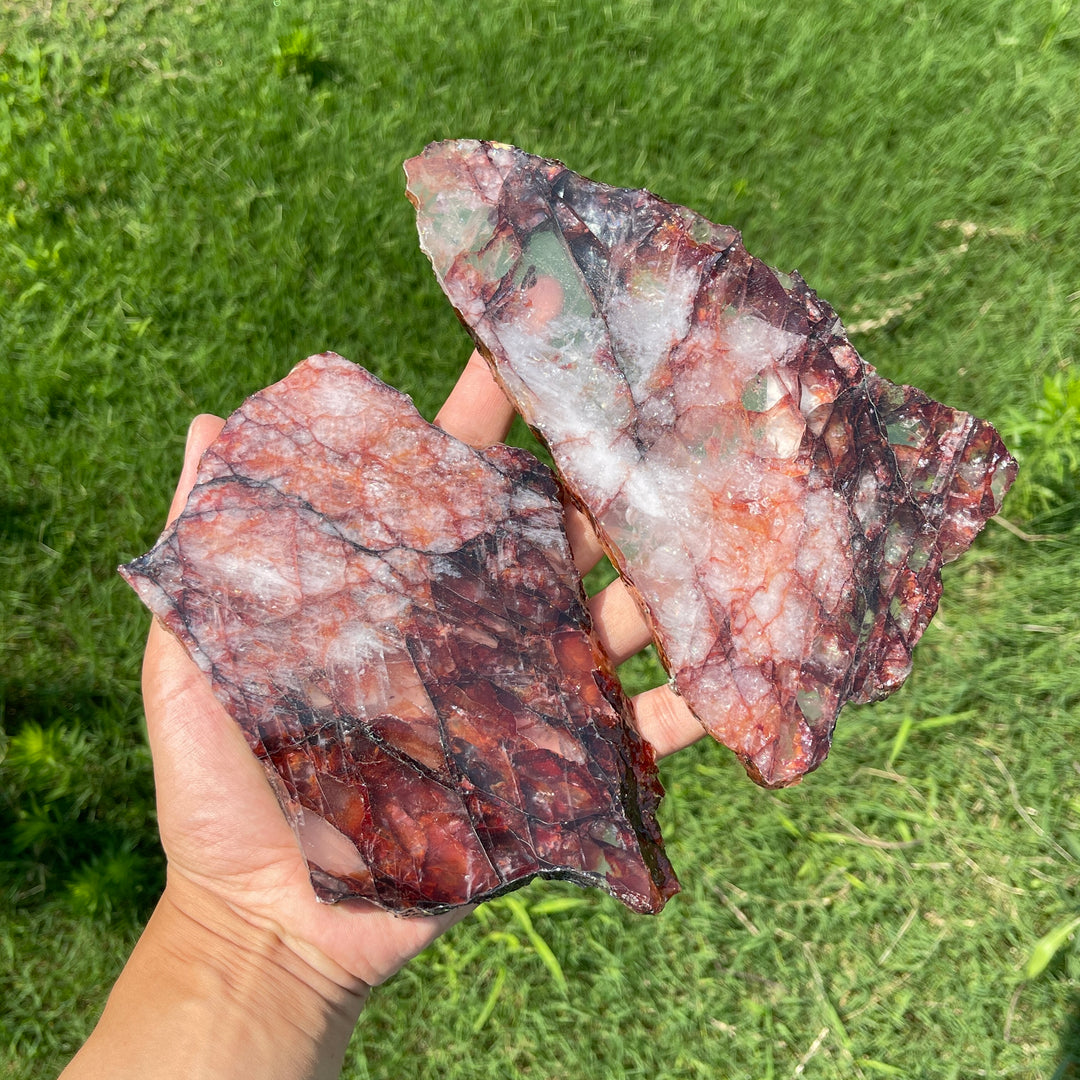 Unique,Natural Crystal Fiery Fire Quartz Slice