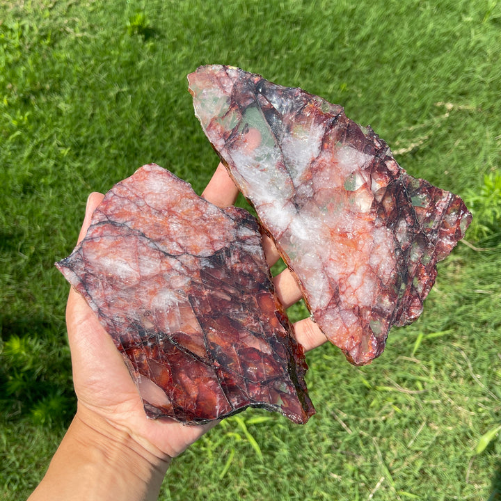 Unique,Natural Crystal Fiery Fire Quartz Slice