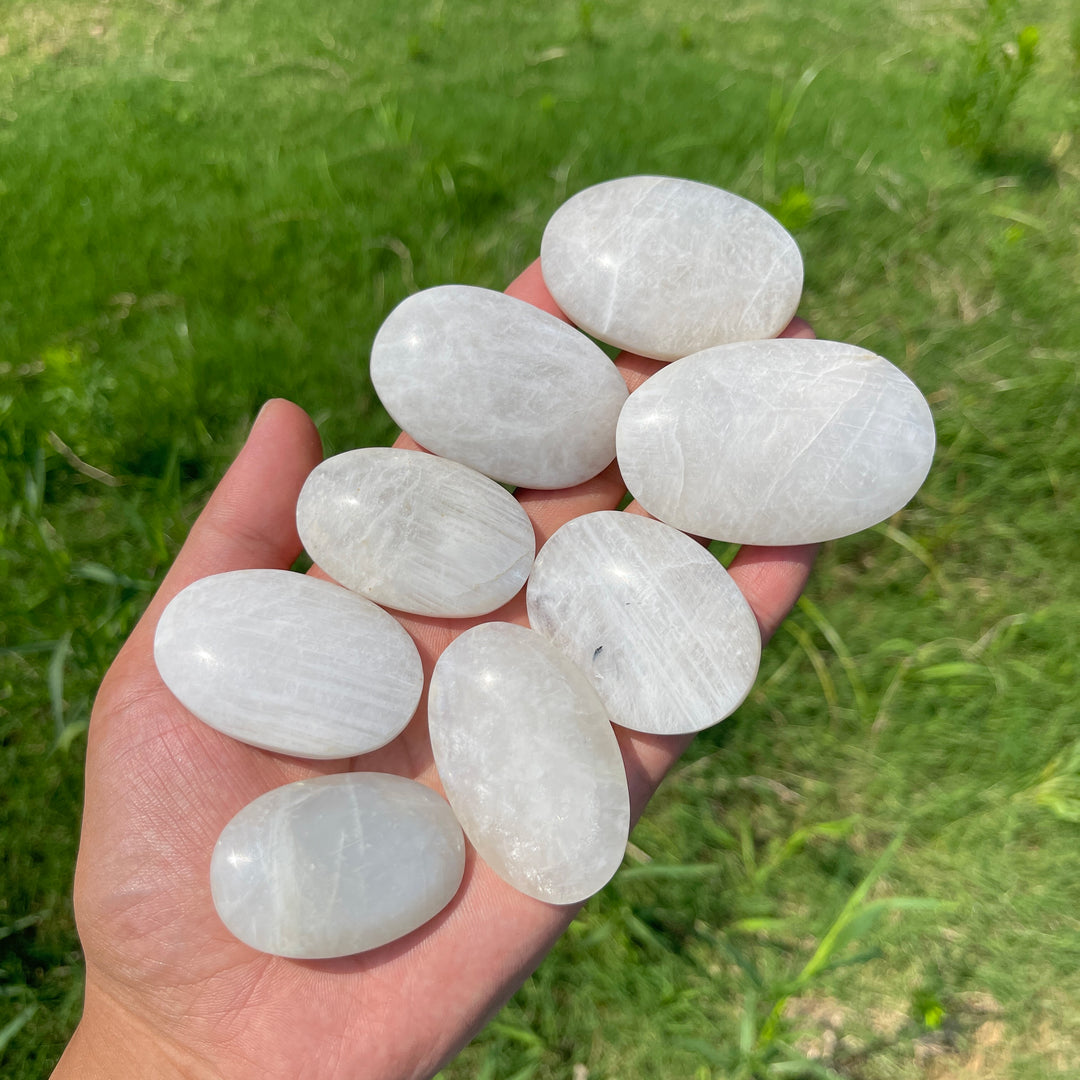 Natural Moonstone Crystal Palm Stone