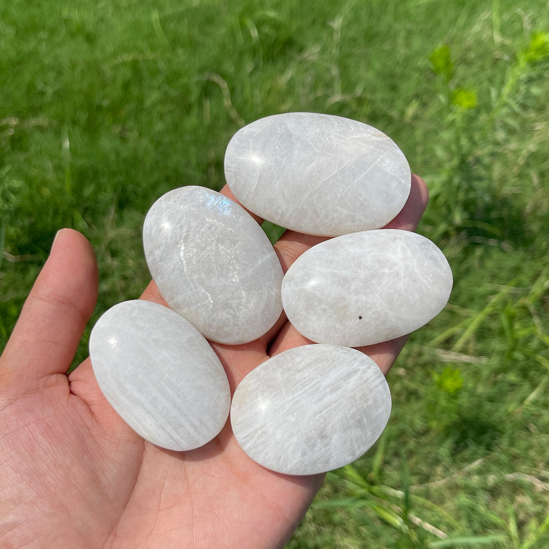 Natural Moonstone Crystal Palm Stone