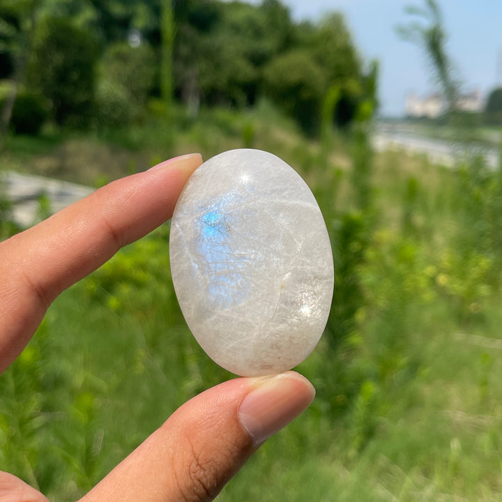 Natural Moonstone Crystal Palm Stone