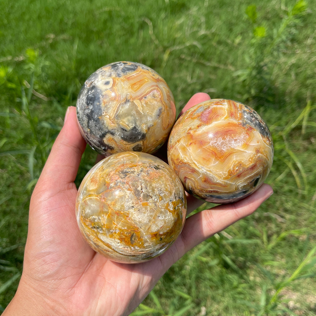 Unique, Natural Crystal Crazy Agate Sphere