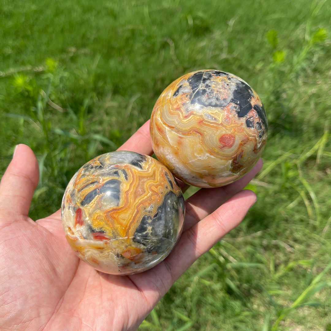 Unique, Natural Crystal Crazy Agate Sphere