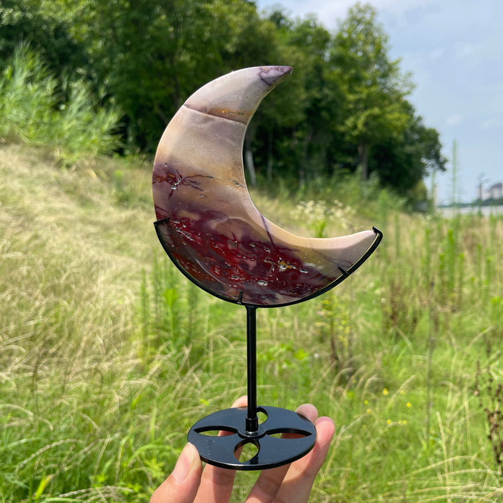 Unique,Natural Crystal Mookaite Moon With Stand