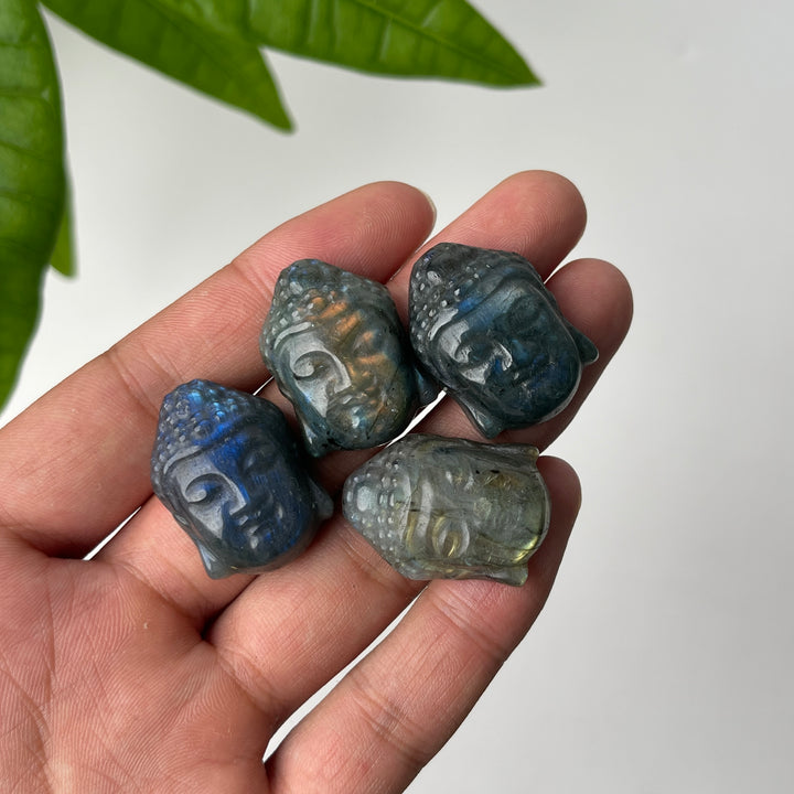 Natural Labradorite Buddha Head Carving